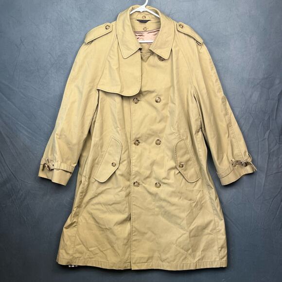 Plaid Wool Blend Lined Overcoat Parka Long Jacket Trench Coat Size 42 T-04 - Picture 1 of 16